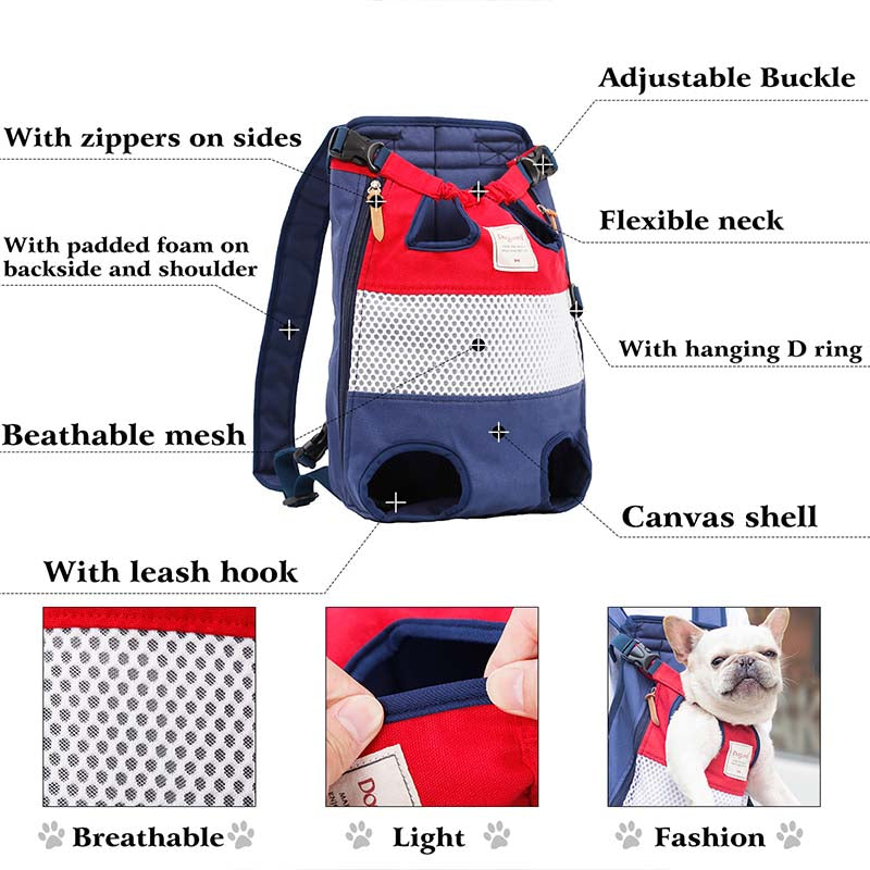 Striped Mesh Dog Backpack for Travel and Hiking