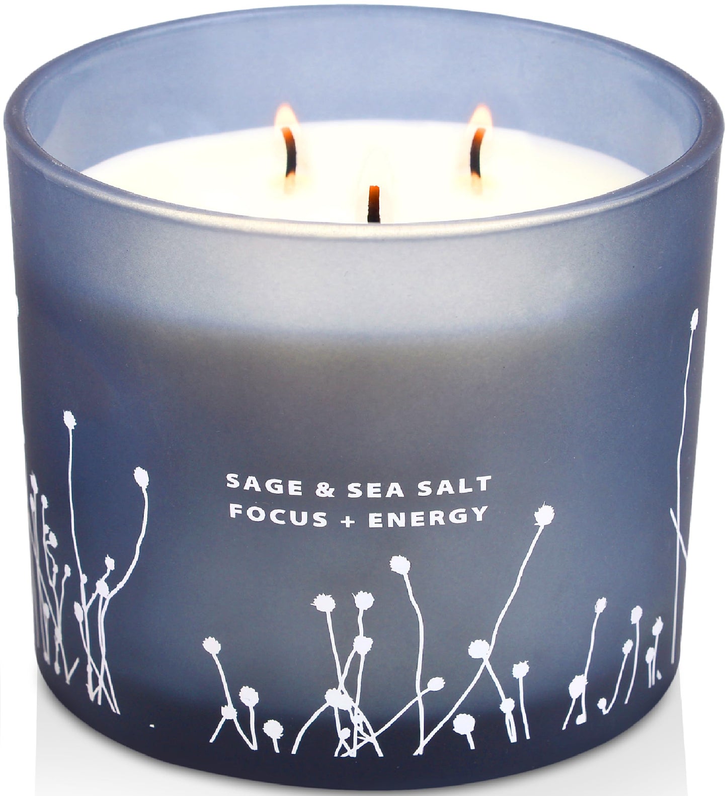 White Sage Sea Salt 3 Wick Candle Large 14.5 oz | Sage Candles for Cleansing House | Natural Soy Candle for Home Scented | Aromatherapy Energy Cleansing Sage Scented Candles for Women & Men